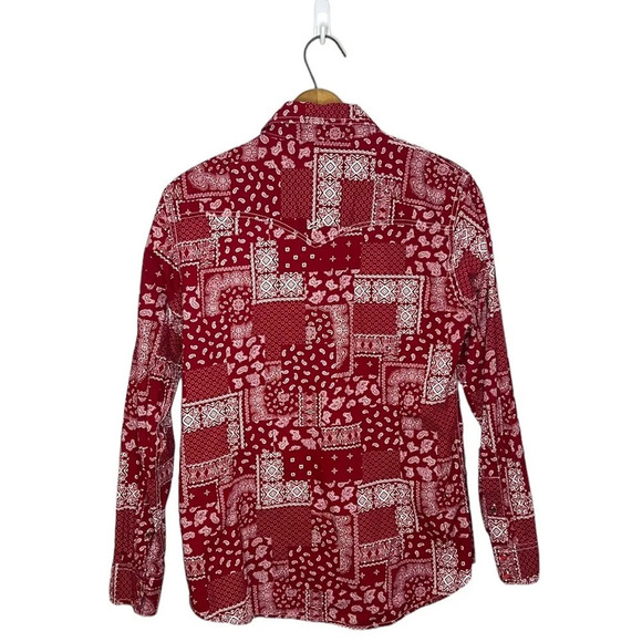 REINING Rodeo Show Western Equestrian Wear Bandana Print Snap Button Blouse - Picture 7 of 12